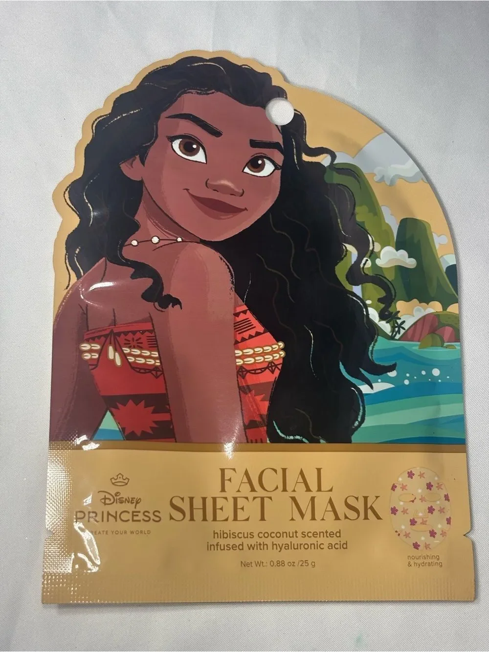2 New Disney Moana Tropical Bath & Facial Mask Set - Coral, Pink, Gold